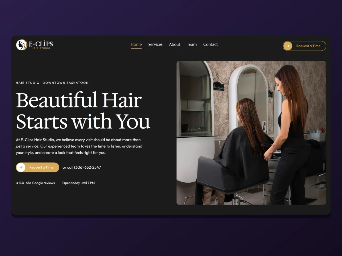 E-Clips Hair Studio website